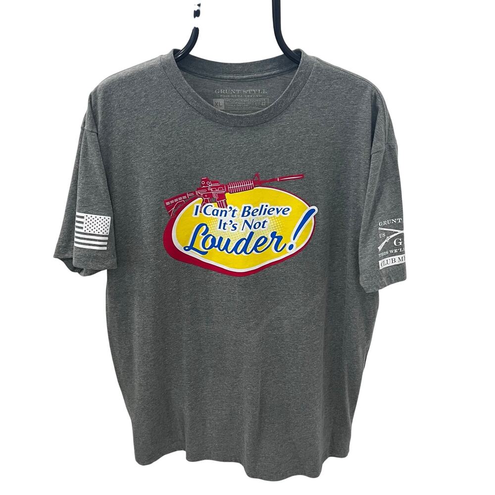 Grunt Style "I Can't Believe It's Not Louder!" Graphic Tee - Gray - Men's XL